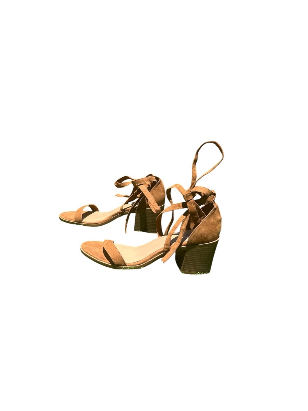 Women’s Ankle Tie Block Brown Heel Sandals. Size 11 By Merona